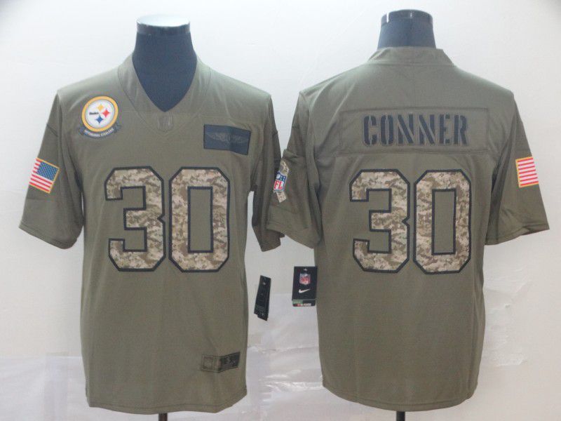 Men Pittsburgh Steelers #30 Conner Nike 2019 Olive Camo Salute to Service Limited NFL Jerseys